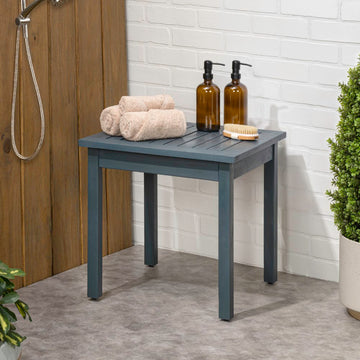 Archer 18.9" Modern Classic Square Slatted Solid Acacia Wood Indoor/Outdoor Adirondack Side Table